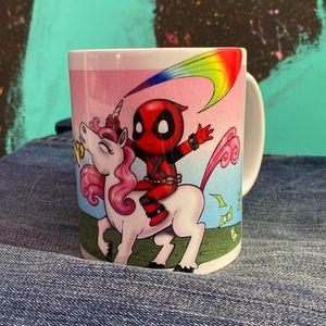 Dead Pool riding a Unicorn « Don’t stop believin’ » mug